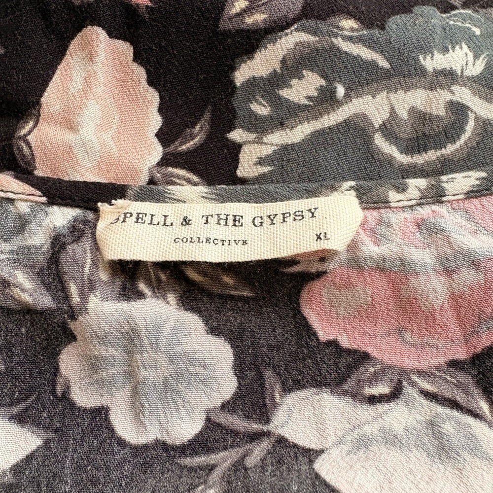Spell Black Maxi Dress with Pink Floral Print XL. EC - Picture 10 of 10